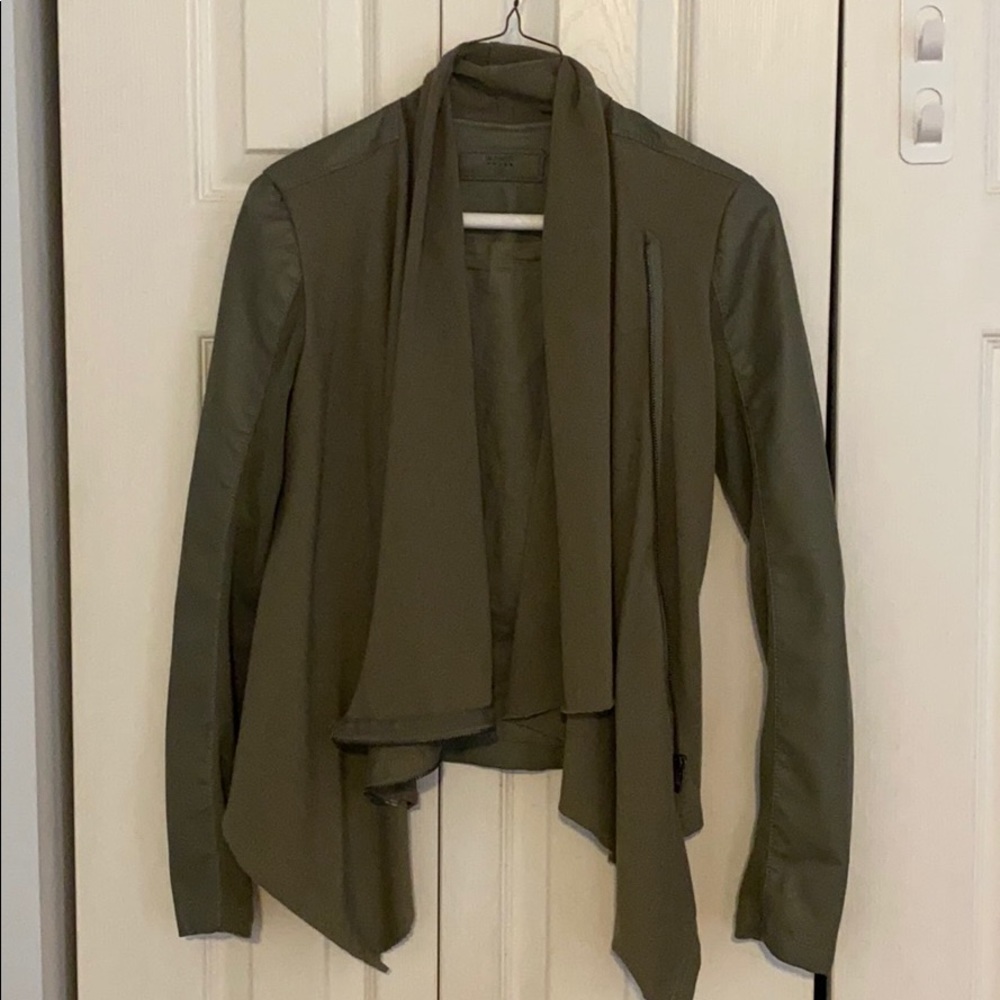 Blank NYC olive green faux leather zip up jacket